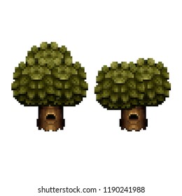 Vector Illustration of Tree - Pixel Art Design