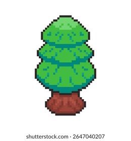 Ilustración vectorial de árbol con diseño de arte de píxeles, perfecto para diseños temáticos de activos de juego