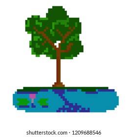 vector illustration of tree in pixel style