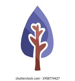 ilustración vectorial de un árbol con hojas moradas, creaciones de árboles.  ilustraciones de decoración, navidad.  diseño minimalista plano eps 10.