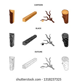 Vector illustration of tree   and raw  icon. Collection of tree   and construction vector icon for stock.