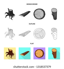 Vector illustration of tree   and raw  icon. Collection of tree   and construction stock vector illustration.