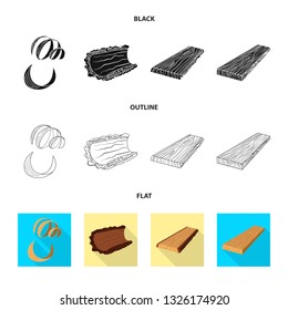 Vector illustration of tree   and raw  icon. Set of tree   and construction stock vector illustration.