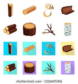Vector illustration of tree   and raw  icon. Set of tree   and construction stock vector illustration.