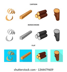 Vector illustration of tree   and raw  icon. Set of tree   and construction stock vector illustration.