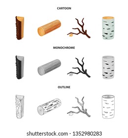 Vector illustration of tree   and raw  icon. Set of tree   and construction stock symbol for web.