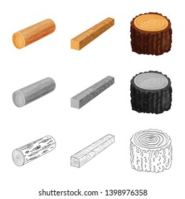 Vector illustration of tree   and raw  icon. Set of tree   and construction stock symbol for web.