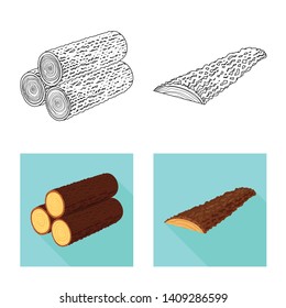 Vector illustration of tree   and raw  icon. Set of tree   and construction stock vector illustration.