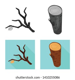 Vector illustration of tree   and raw  icon. Collection of tree   and construction stock vector illustration.