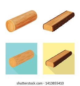 Vector illustration of tree   and raw  icon. Collection of tree   and construction stock symbol for web.