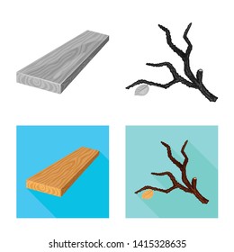 Vector illustration of tree   and raw  icon. Set of tree   and construction stock symbol for web.