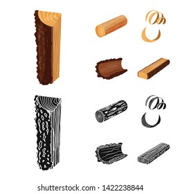 Vector illustration of tree   and raw  icon. Collection of tree   and construction stock symbol for web.