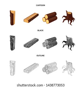 Vector illustration of tree and raw icon. Set of tree and construction vector icon for stock.