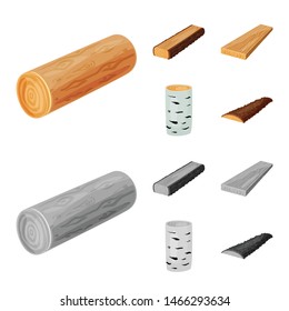 Vector illustration of tree and raw icon. Set of tree and construction vector icon for stock.
