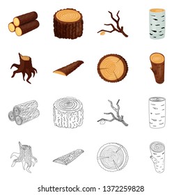 Vector illustration of tree   and raw  logo. Set of tree   and construction stock symbol for web.
