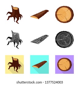 Vector illustration of tree   and raw  logo. Set of tree   and construction stock symbol for web.