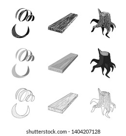 Vector illustration of tree   and raw  logo. Collection of tree   and construction stock vector illustration.
