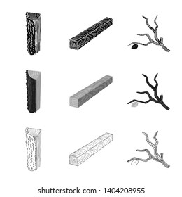 Vector illustration of tree   and raw  logo. Collection of tree   and construction stock vector illustration.