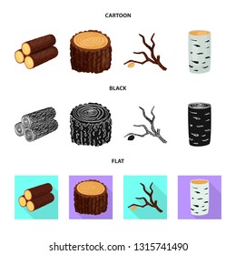 Vector illustration of tree   and raw  sign. Set of tree   and construction stock vector illustration.