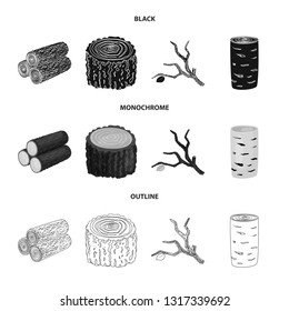 Vector illustration of tree   and raw  sign. Set of tree   and construction stock symbol for web.