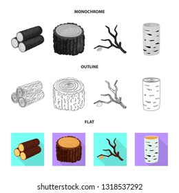 Vector illustration of tree   and raw  sign. Set of tree   and construction stock vector illustration.