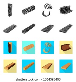 Vector illustration of tree   and raw  sign. Set of tree   and construction stock vector illustration.
