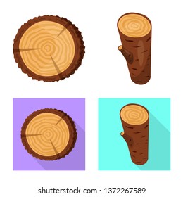 Vector illustration of tree   and raw  sign. Collection of tree   and construction stock vector illustration.
