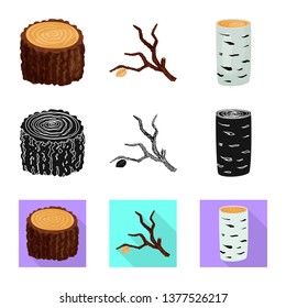 Vector illustration of tree   and raw  sign. Collection of tree   and construction vector icon for stock.