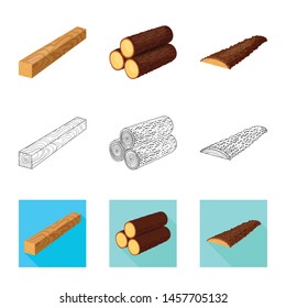 Vector illustration of tree and raw sign. Set of tree and construction vector icon for stock.