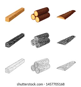 Vector illustration of tree and raw sign. Collection of tree and construction vector icon for stock.