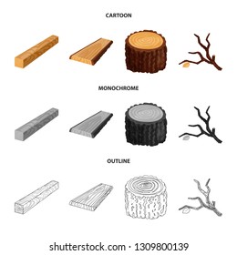 Vector illustration of tree   and raw  symbol. Collection of tree   and construction stock symbol for web.