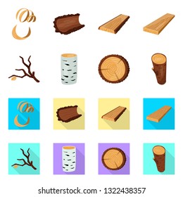 Vector illustration of tree   and raw  symbol. Collection of tree   and construction stock symbol for web.