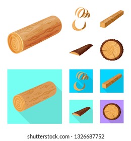 Vector illustration of tree   and raw  symbol. Set of tree   and construction vector icon for stock.