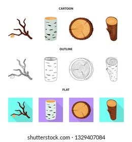 Vector illustration of tree   and raw  symbol. Set of tree   and construction vector icon for stock.