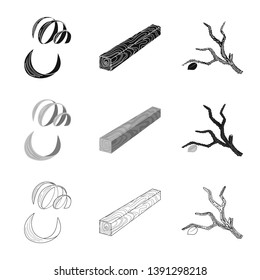 Vector illustration of tree   and raw  symbol. Collection of tree   and construction stock vector illustration.