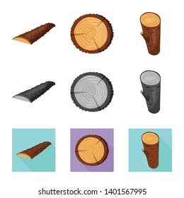 Vector illustration of tree   and raw  symbol. Set of tree   and construction stock vector illustration.
