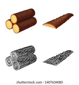 Vector illustration of tree   and raw  symbol. Set of tree   and construction stock symbol for web.