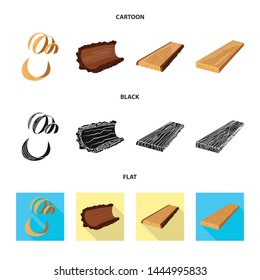 Vector illustration of tree and raw symbol. Collection of tree and construction stock symbol for web.