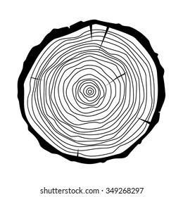 Vector Illustration Tree Rings. Saw Cut Tree Trunk. Annual Tree Growth Rings  Icon