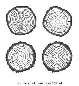 Vector illustration tree rings set isolated on background. Flat Design