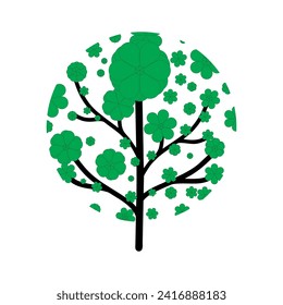 Ilustración vectorial del árbol con hojas redondas