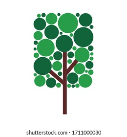 Vector illustration of a tree with rounded leaves. cartoon tree.