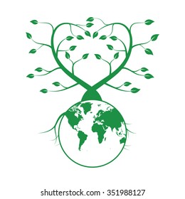 Vector Illustration : Tree shaped like a World map