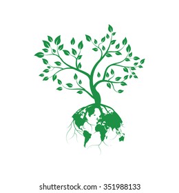 Vector Illustration : Tree shaped like a World map