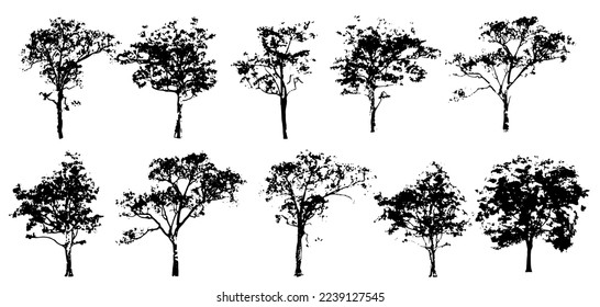Ilustración vectorial de la silueta de árbol	