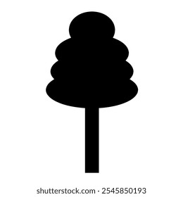 Ilustración vectorial de una silueta de árbol con líneas suaves y un diseño sencillo