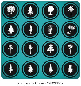 Vector illustration of tree silhouettes. tree icons