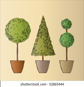 A vector illustration of tree standard trees. Sketch style.