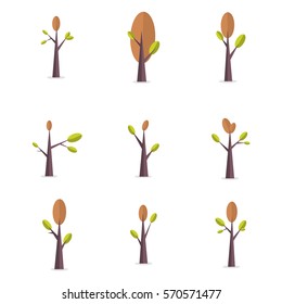 Vector illustration of tree style set collection stock