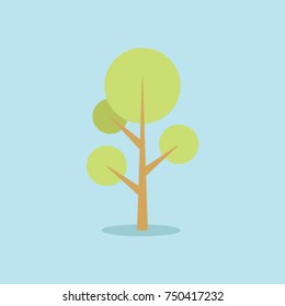 vector illustration of tree with three steam . can use for any design nature or healthy topic, flat design, icon tree, green tree for natural background